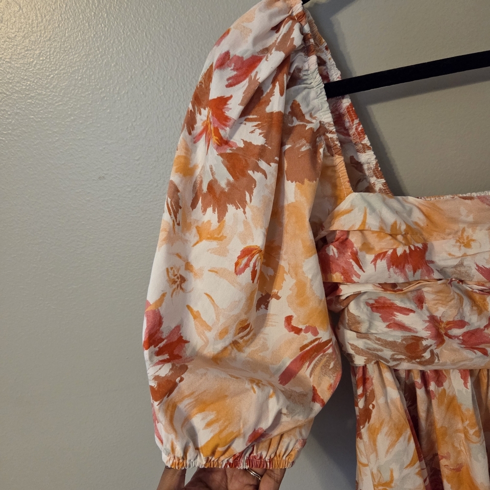 Abercrombie & Fitch Women's Emerson Floral Puff Sleeve Mini Babydoll Dress Sz S - Picture 8 of 15